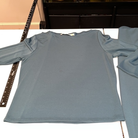 MAX STUDIO size Medium Teal blue 2 piece 3/4 sleeve top & pull on Maxi skirt - Picture 9 of 14